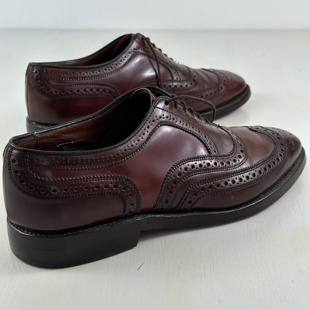Allen Edmonds Mens Cambridge Shell Cordovan Shoes 9 C Burgundy Oxford Wingtips‎ - Picture 5 of 16